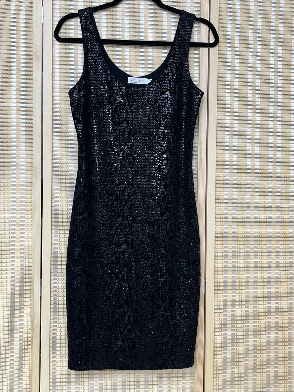 Graham & Spencer velvet Black snake Sequin Scoop Dress